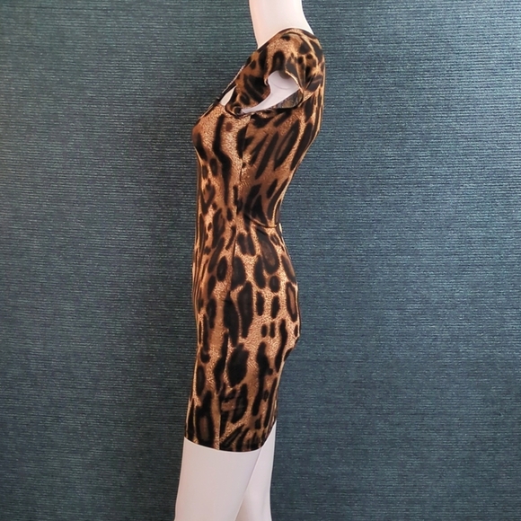 Vintage Y2K Clubwear, Sabora Embellished Leopard Print Mini-Dress - Picture 4 of 8